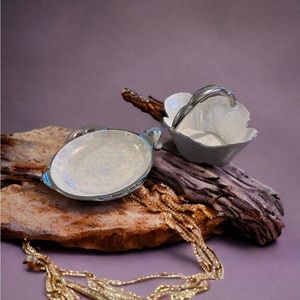 Adorable Vintage Porcelain Basket and Trinket Dish